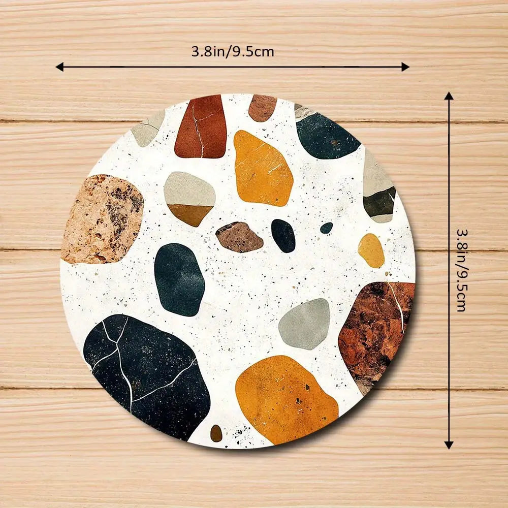 Lot de 6 sous-verres modernes à texture pierre imprimée avec fond en liège