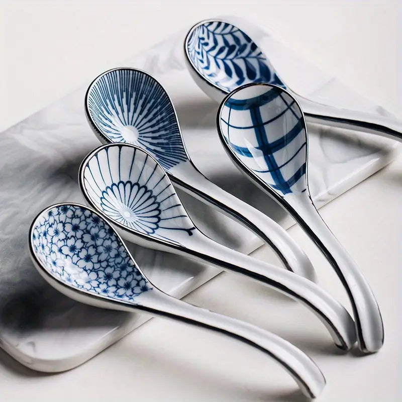 5pcs Set Handcrafted Japanese Porcelain Spoons