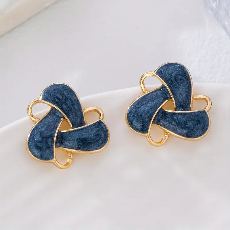 Rotating Flower Earrings - Geometric Dangle Studs Jewelry