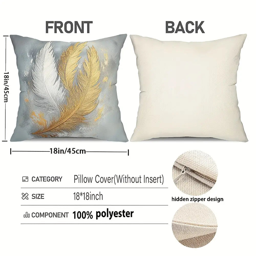 Lot de 4 housses de coussin style bohème chic, motifs plumes et papillons, 45,72 x 45,72 cm