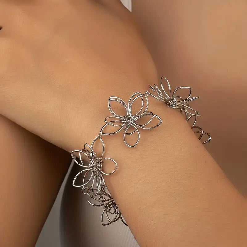 Boho Flower Bracelet - Hollow Chain Hand Jewelry