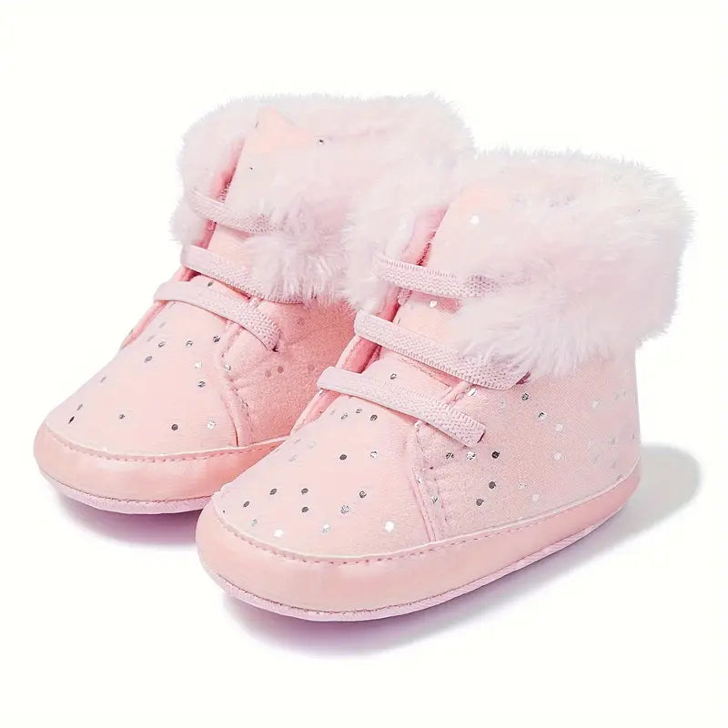 Warm Fleece Baby Booties | PU Leather High Ankle Shoes for Newborns & Toddlers