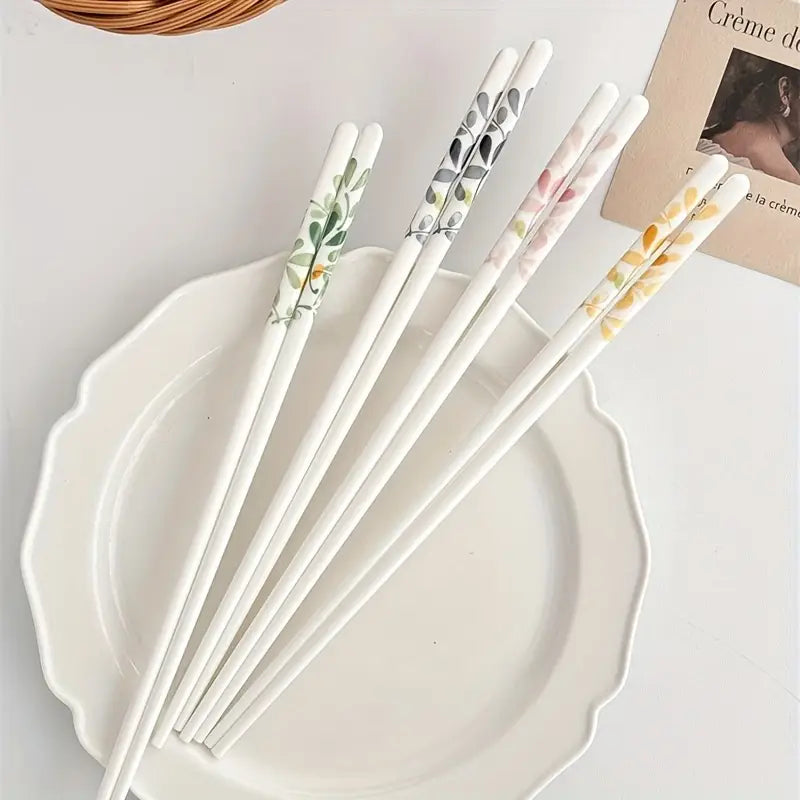 Ceramic Chopsticks Set - Floral, Anti-Slip, Heat Resistant