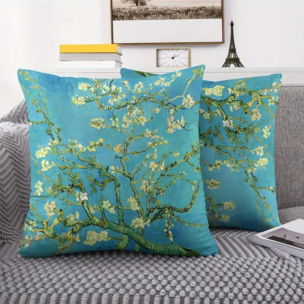 Ensemble de 4 housses de coussin bohème chic au design soleil et lune 45 cm x 45 cm