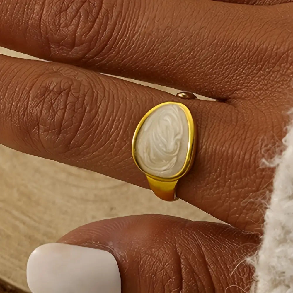 Luxury Open Adjustable Ring with Pearl Finish