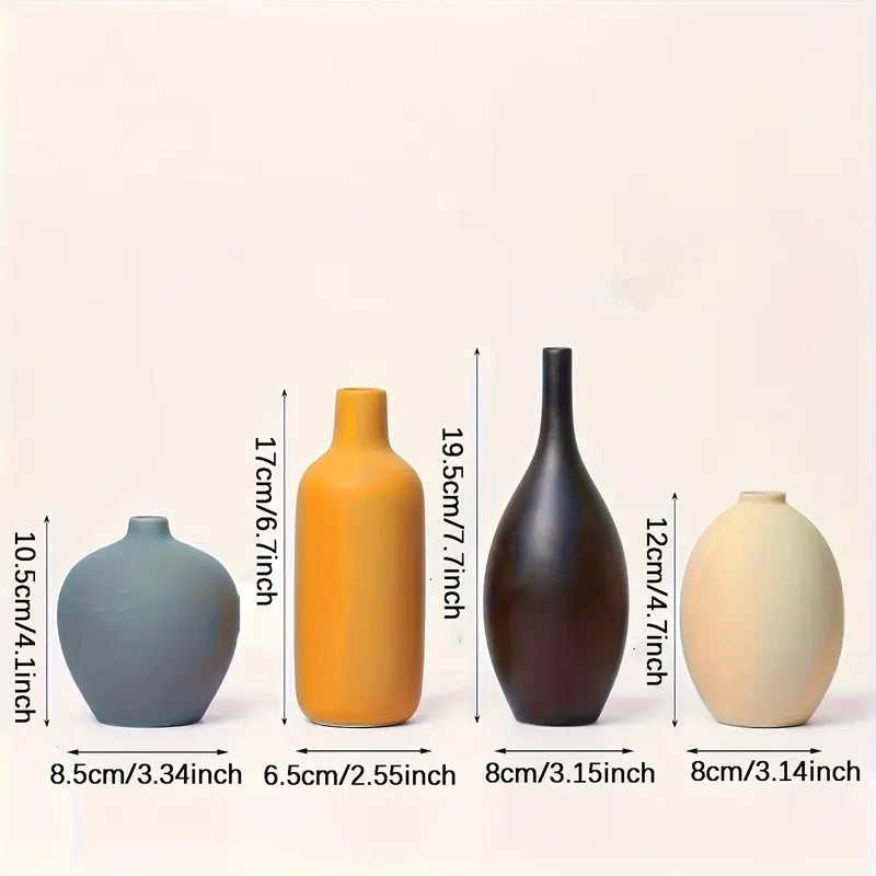 Ceramic Cylinder Vases Set - Minimalist Rustic Home Decor