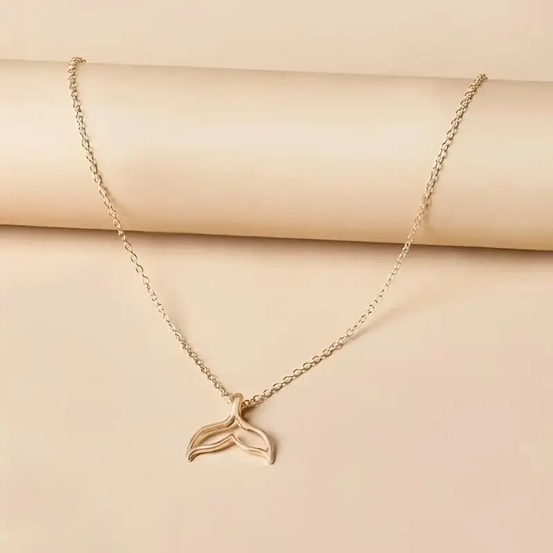 14K Gold Fish Tail Necklace - Elegant Pendant Jewelry