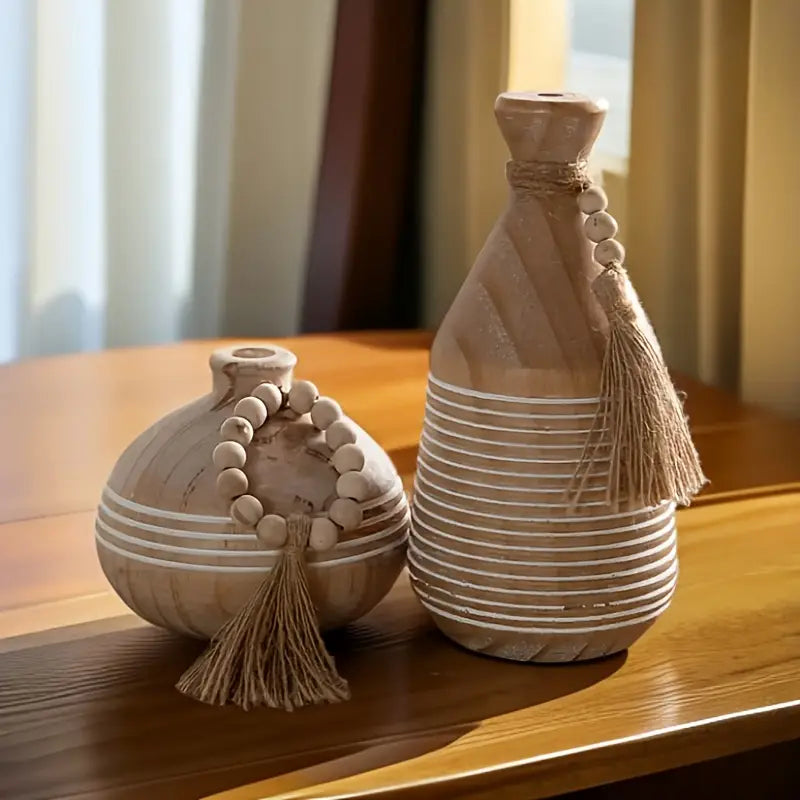 Solid Wood Vase Tassel - Chinese Style Home Decor Living Room Bedroom