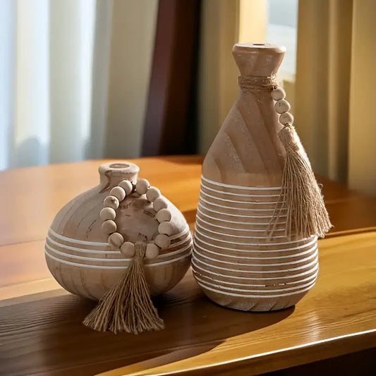Solid Wood Vase Tassel - Chinese Style Home Decor Living Room Bedroom