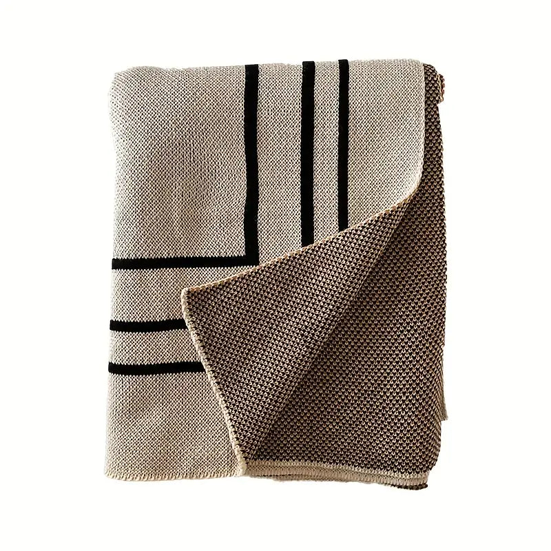 Geometric Knit Throw Blanket - Soft Acrylic Vintage Style