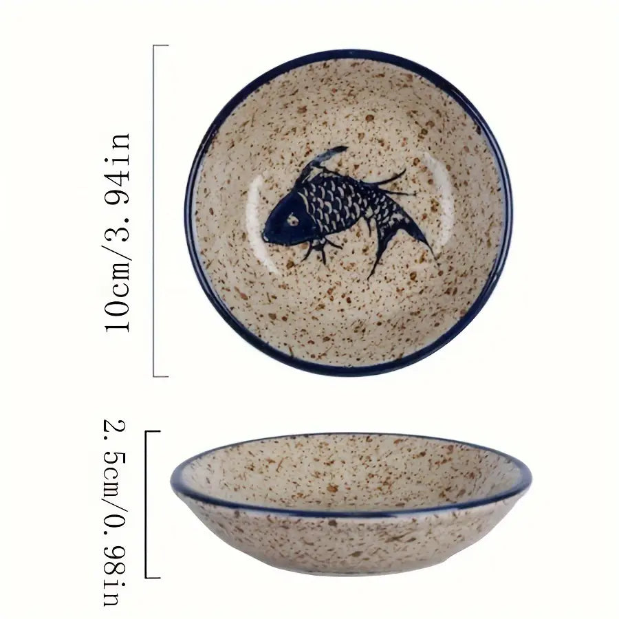 6-Piece Set, Japanese Vintage Ceramic Serving Plates