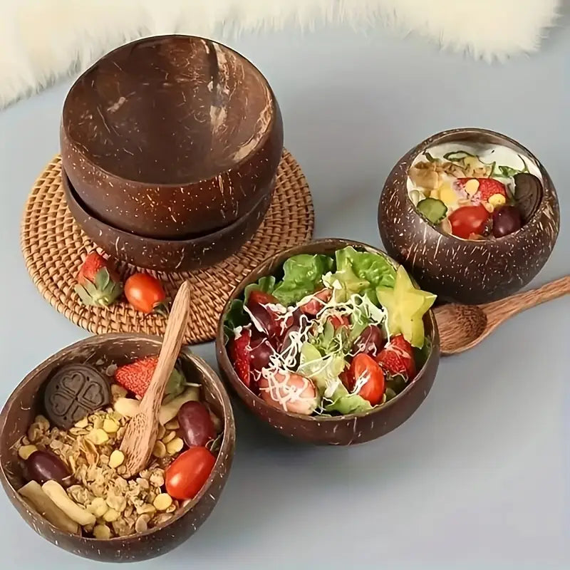4PC Handcrafted Ceramic Bowls with Spoons – For Smoothies & Ice Cream