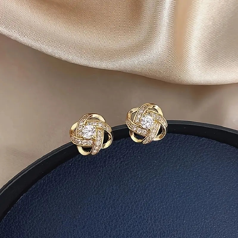 Leaf Stud Earrings - Stainless Steel Crystal Jewelry