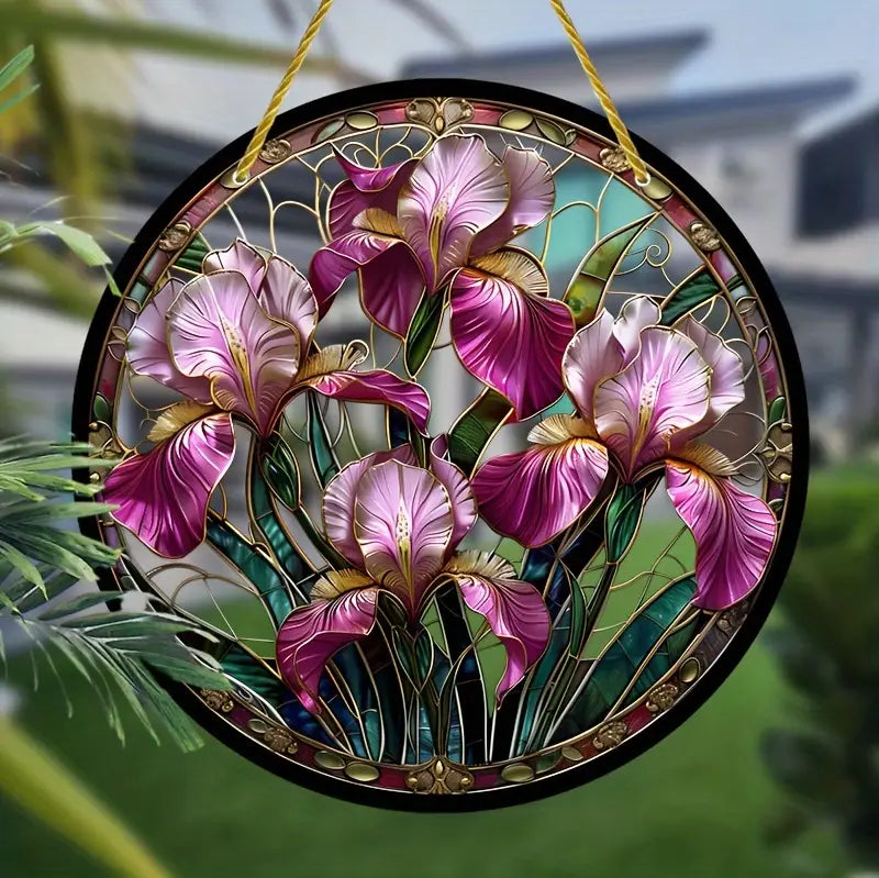1pc Vibrant Purple Iris Suncatcher - 20.32cm x 20.32cm