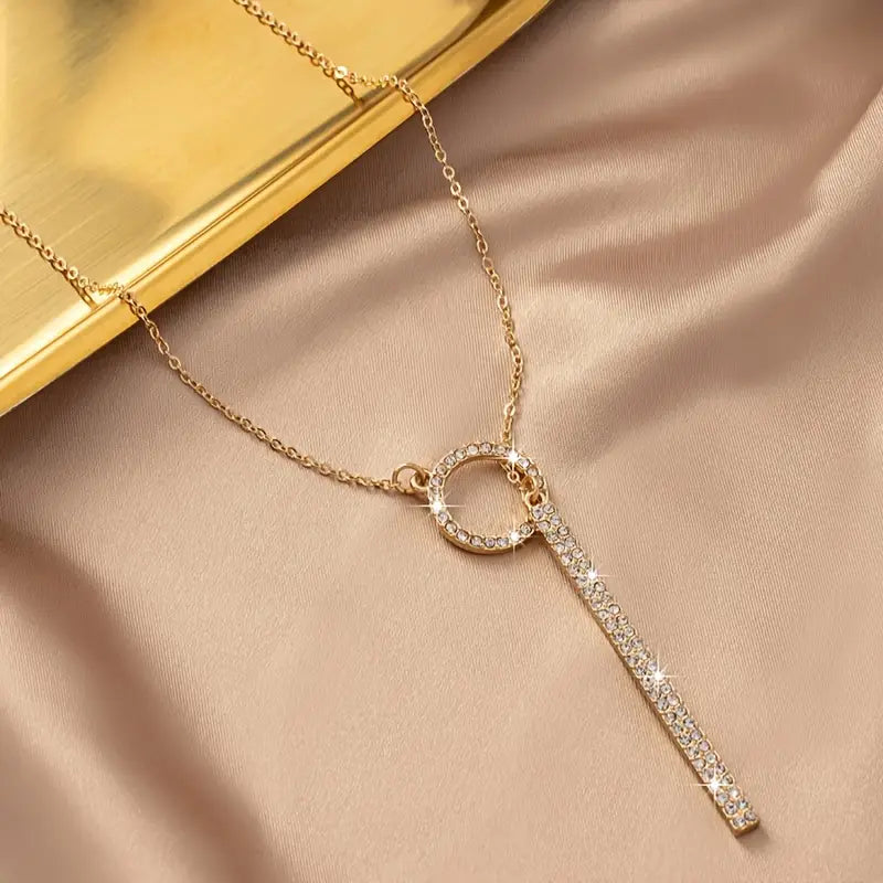 Korean Circle Pendant Necklace - Tassel Chain Fashion Jewelry