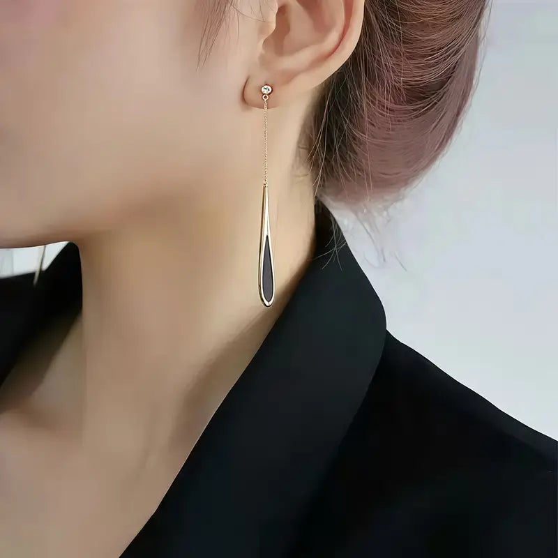 Golden Teardrop Tassel Earrings - Hypoallergenic Stainless Steel