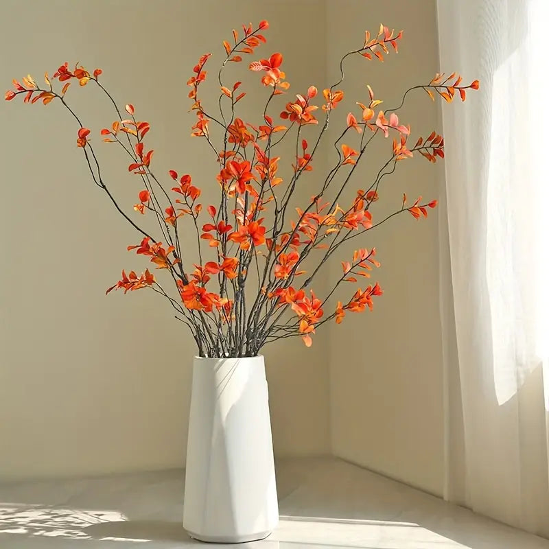 Autumn Leaf Branch Decor - Red Artificial Fall Foliage (3pcs)