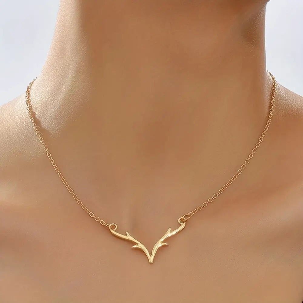 Minimalistische stijl hertengewei-vormige sleutelbeenketting