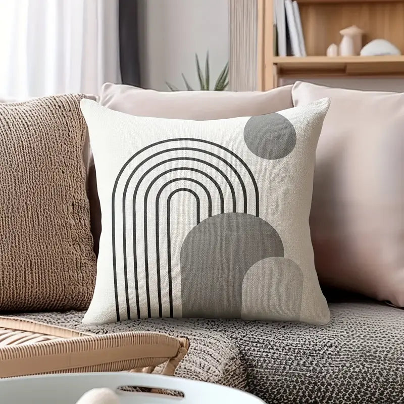 4PCS Contemporary Polyester Pillow Covers – 18x18in Elegant Geometric Design for Home & Office