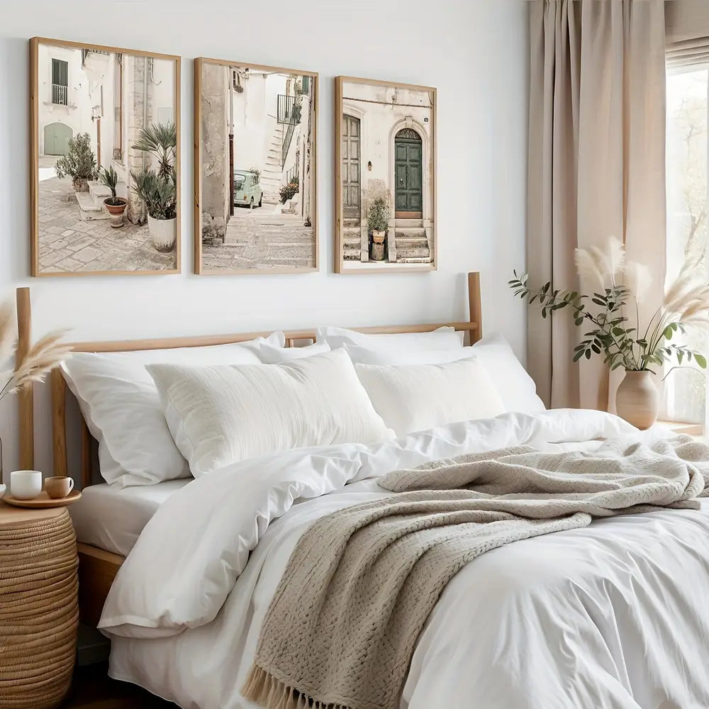 3pcs Set of Italian Scenery Murals Mediterranean Landscape Prints Unframed