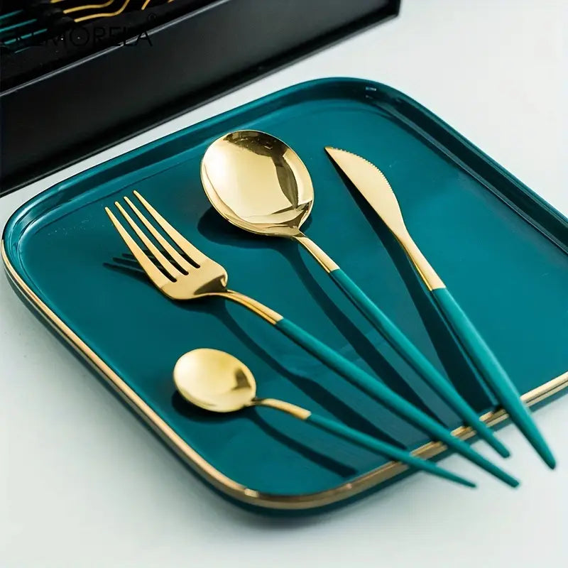 Ensemble de couverts de luxe en acier inoxydable 24 pièces, couteau, fourchette, cuillère
