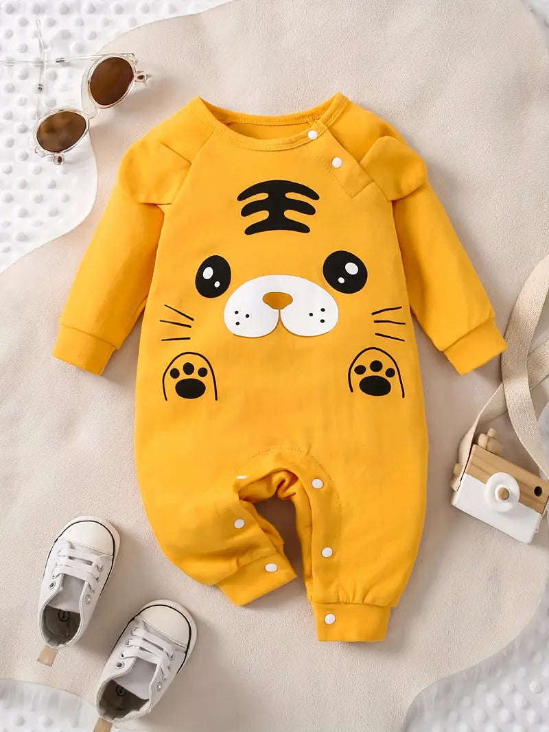 Combinaison bébé motif animal 3D | Barboteuse en coton à manches longues pour garçons et filles