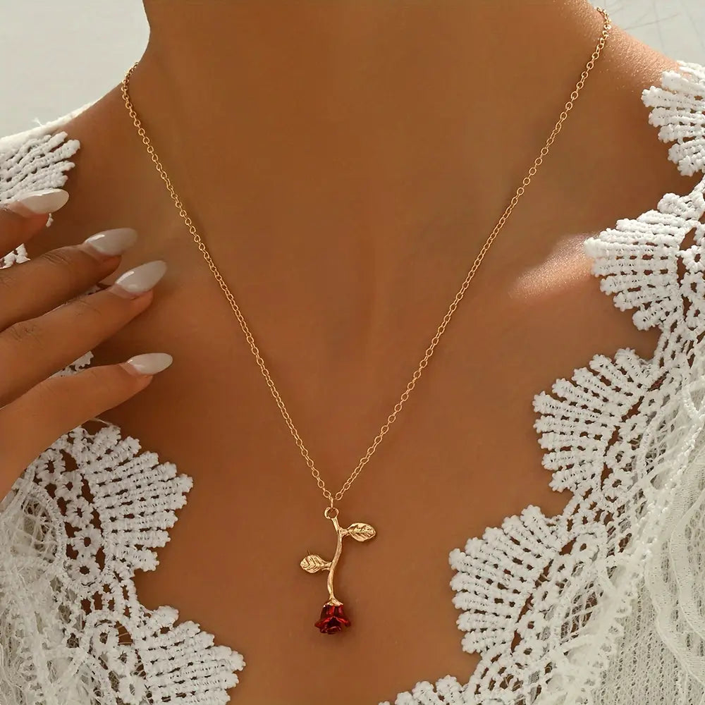 Love Rose Flower Chain Necklace