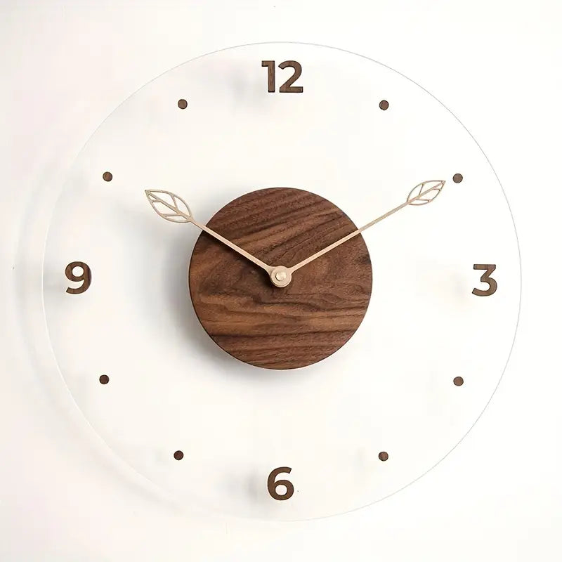 Acrylic Wooden Wall Clock - Silent, Modern Home Decor