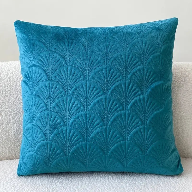 Housse de coussin en velours motif coquille Saint-Jacques – 45 x 45 cm, pour canapé et chambre