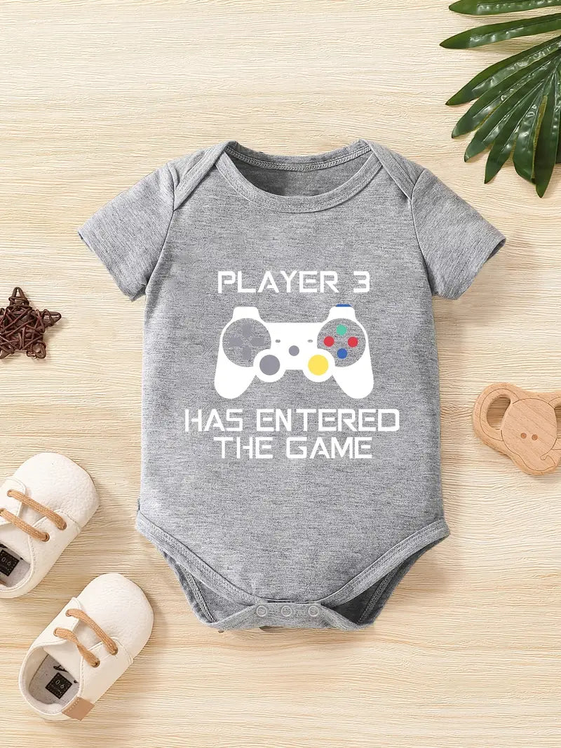 Babyjongens casual game grafische print onesie - Zacht korte mouwen ronde hals body voor baby's