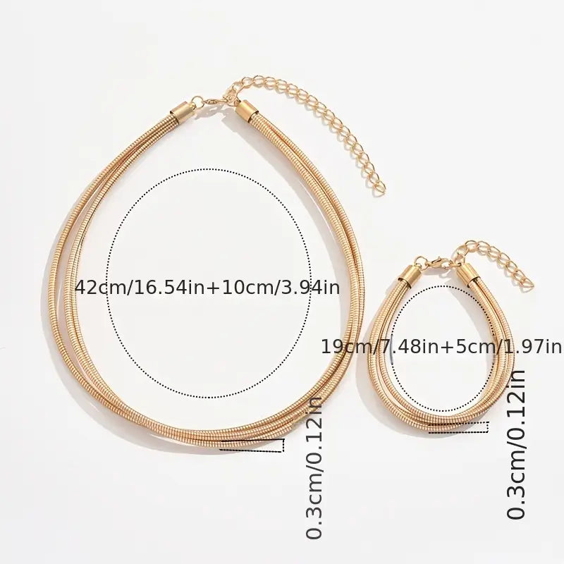 2pcs Multi-Layered Necklace & Bracelet Set – Elegant Jewelry for Parties & Daily Wear