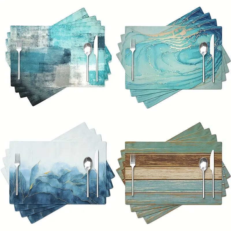 4 stuks moderne kunst placemats met abstracte kunst