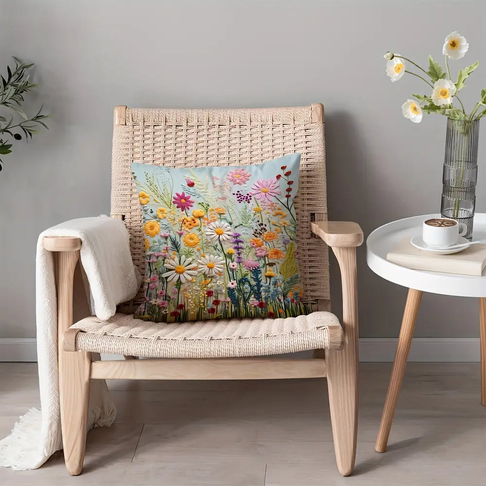 Vibrant Floral Pillow Cover 45.72x45.72 cm