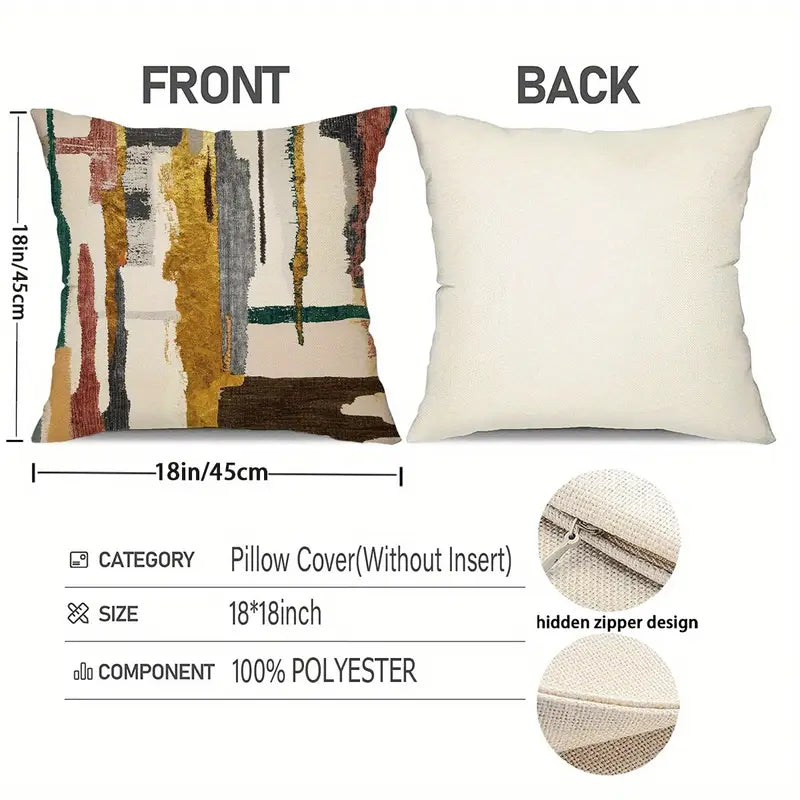 Boho Geometric Throw Pillow Covers 18x18 - Modern Abstract Decor