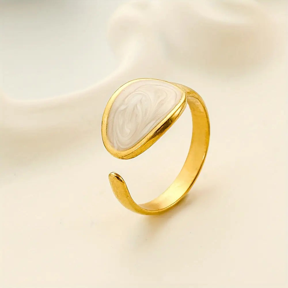 Luxury Open Adjustable Ring with Pearl Finish