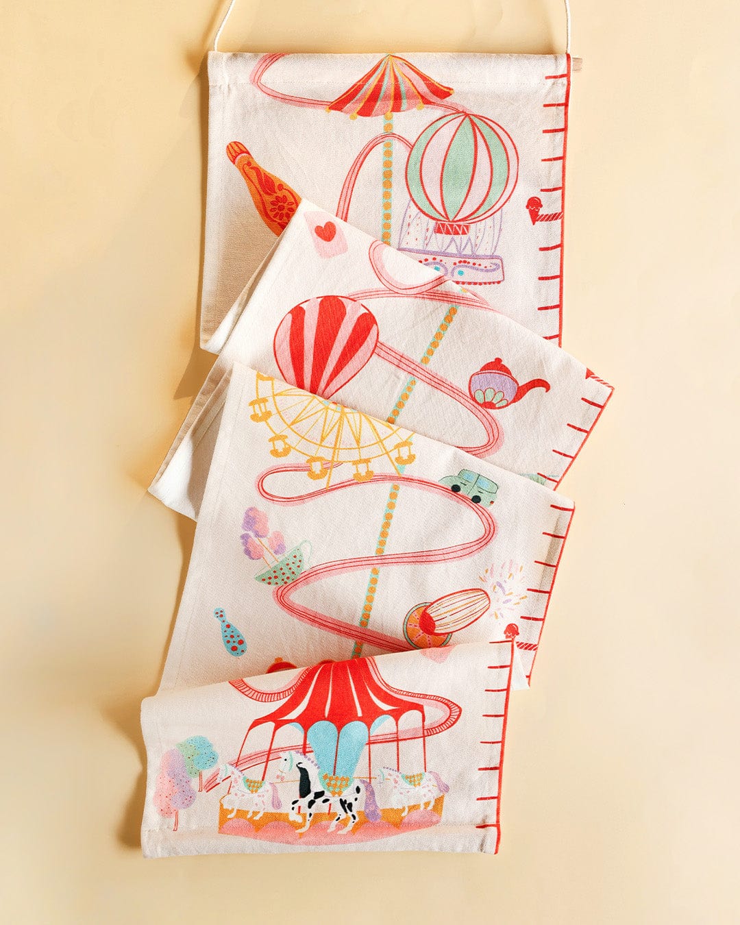 Carnival Rides Handpainted Cotton Fabric Height Chart