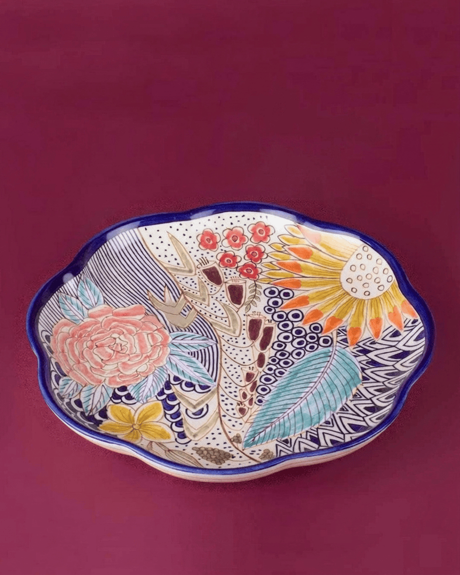 Secret Garden Ceramic Handpainted Platter