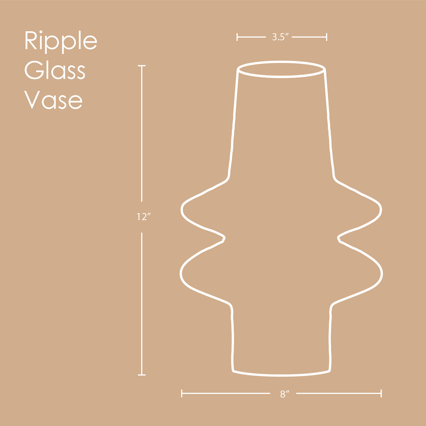 Handcrafted Rippled Glass Vase - 3 Finishes