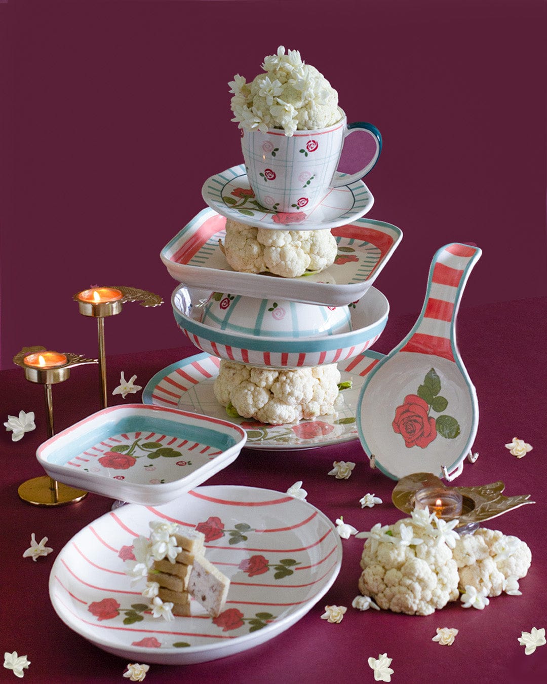 Tea Garden Handpainted Ceramic Spoon Rest
