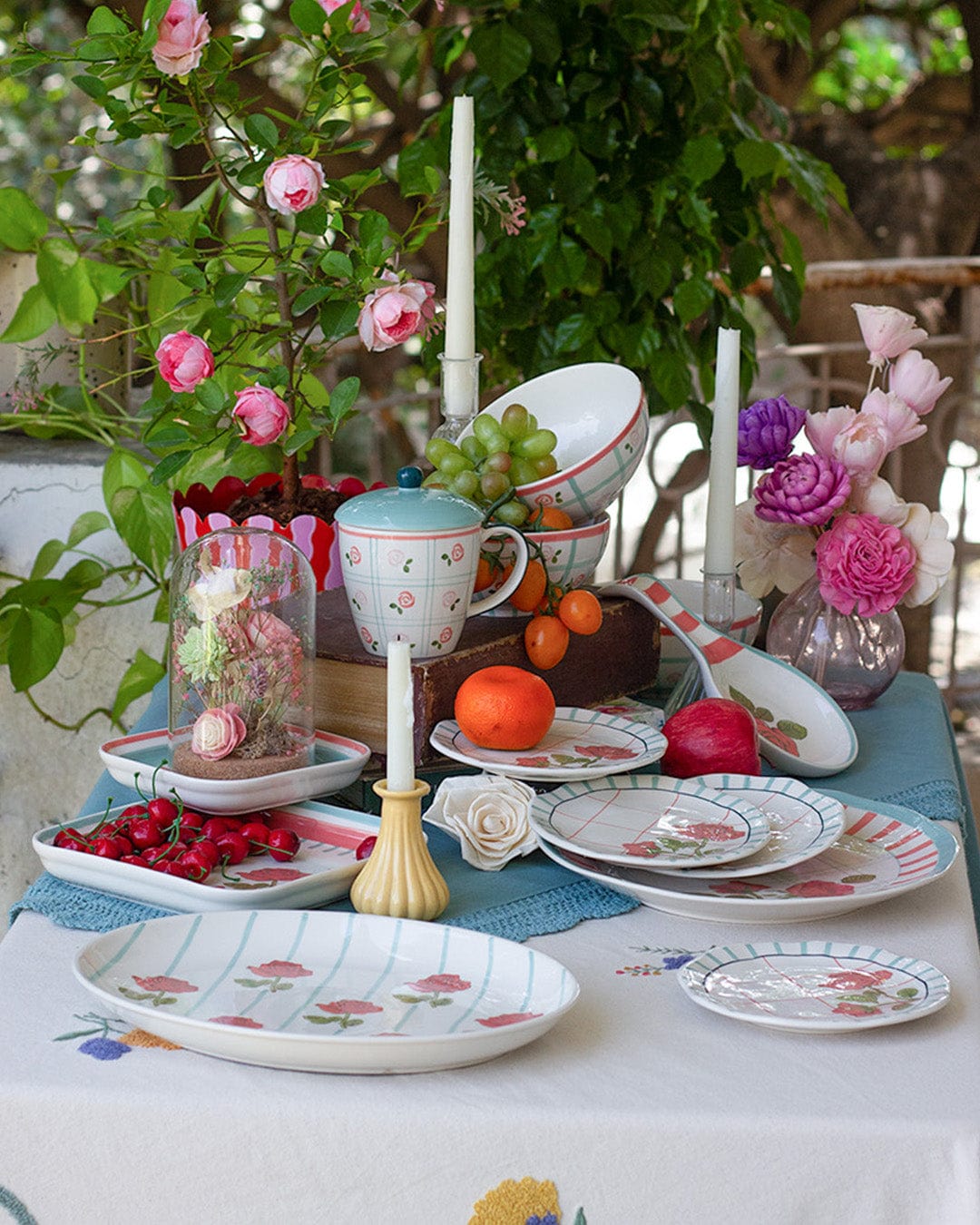 Tea Garden Handpainted Square Platter 20.5 cm