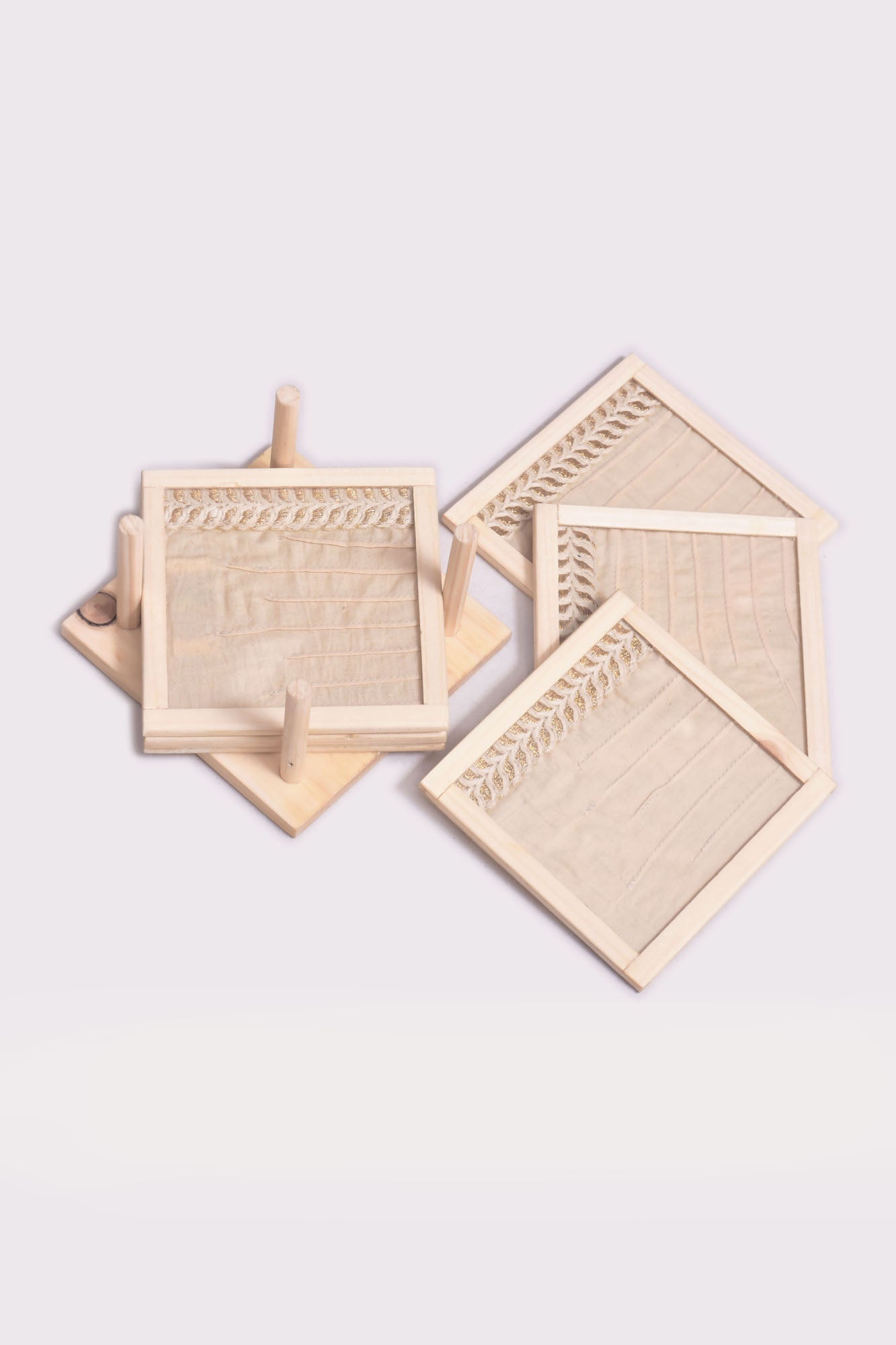 Alabaster Handwoven Coasters - Set of 2 pcs with Coaster Holder