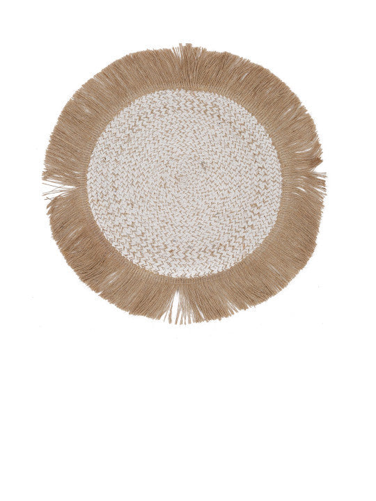 Boho Table Place Mat – Tabletop Textile – Natural Fibre, Two-Sided Use