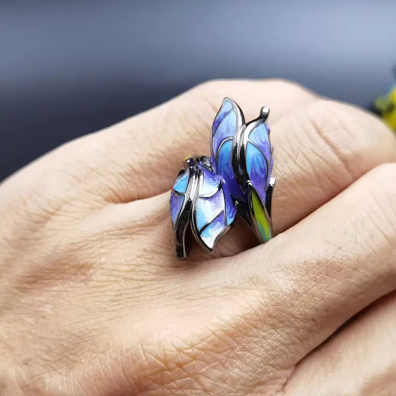 Boho Flower Ring - CZ Enamel Copper - Women's Jewelry