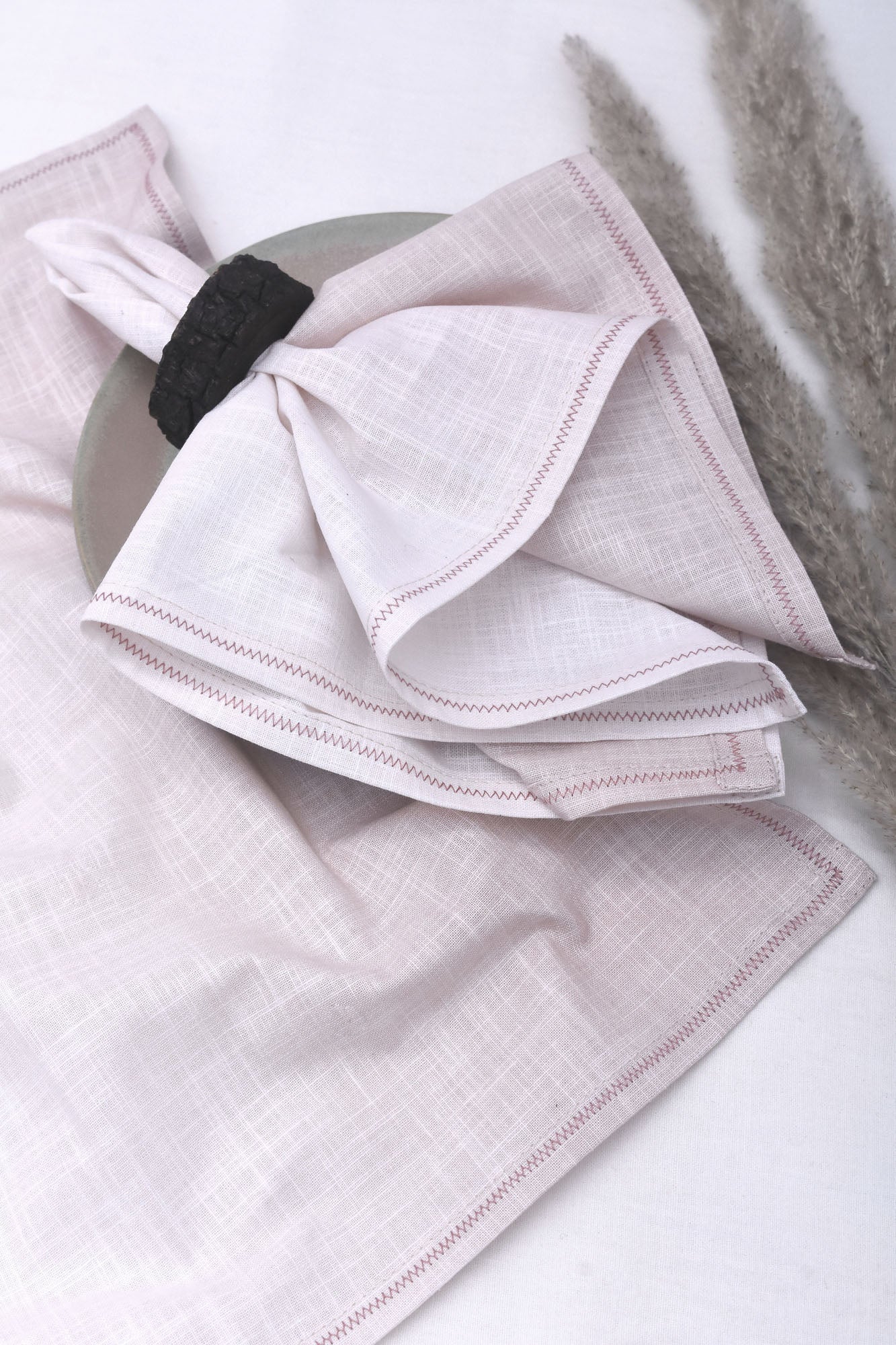 Linen-Cotton Handwoven Napkins - Salmon Red, Tie-Dye, Set of 2