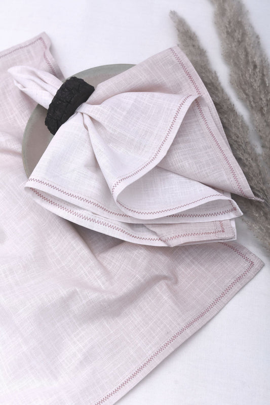 Linen-Cotton Handwoven Napkins - Salmon Red, Tie-Dye, Set of 2