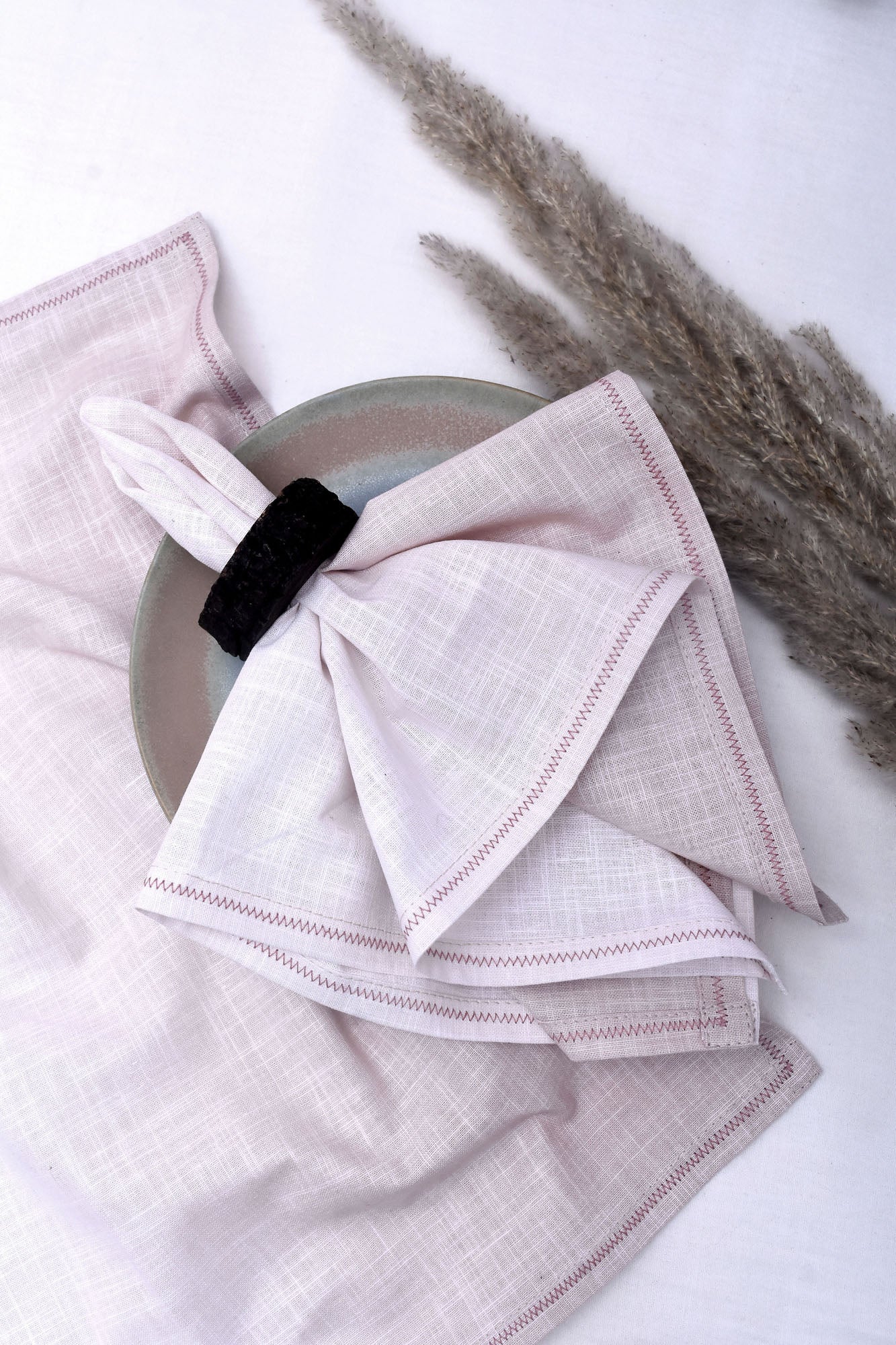 Linen-Cotton Handwoven Napkins - Salmon Red, Tie-Dye, Set of 2