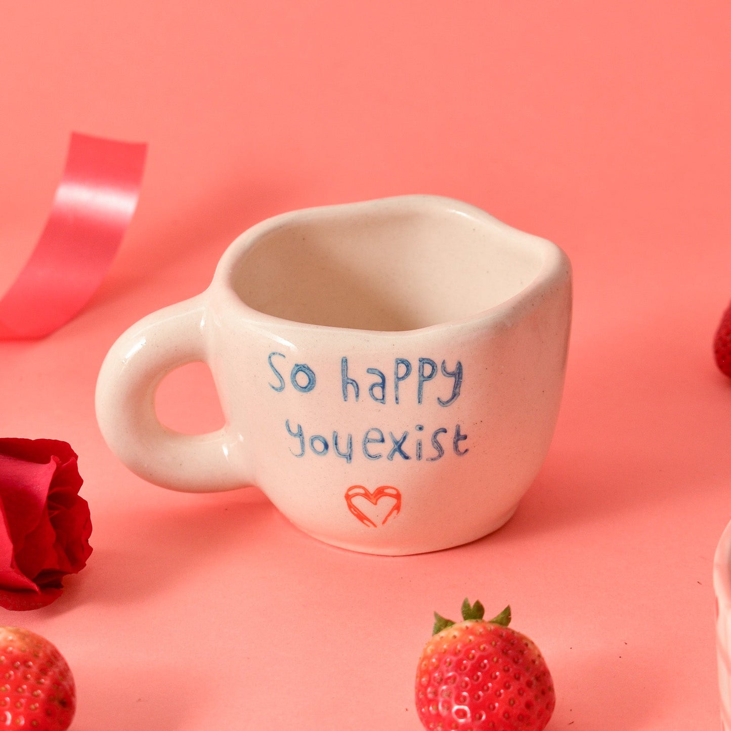 Mug | Ceramic Hand-painted Happy | Set of 2