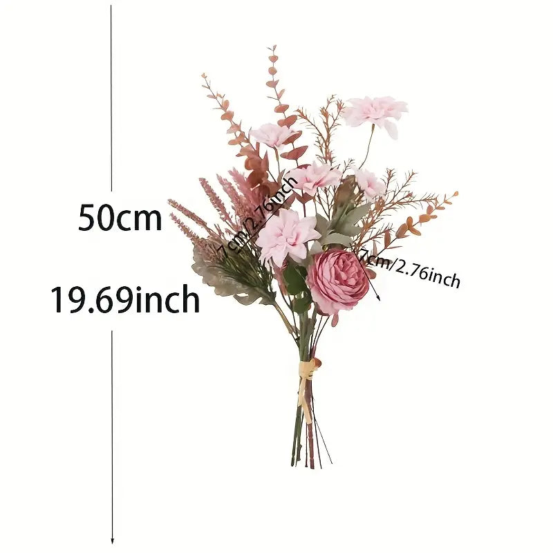 Silk Dahlia Bouquet Eucalyptus - Wedding Home Decor