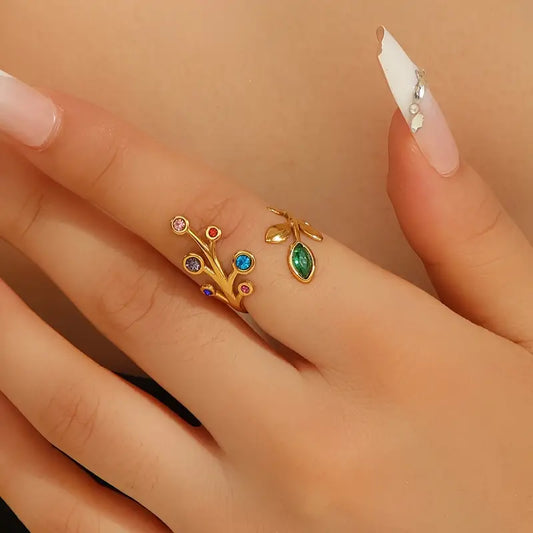 Vintage Rhinestone Ring - Adjustable Open Band Jewelry