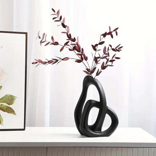 Geometric Ceramic Vase - Modern Home Decor Living Room